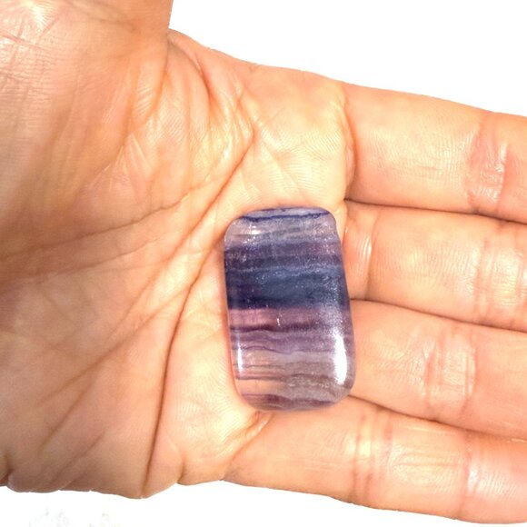 Natural Purple Fluorite Pendant, Large Genuine Gemstone Rectangular Pendant - Picture 13 of 13